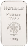 100 Grams Heraeus Platinum Bar