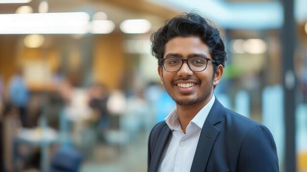 Young Indian professional looking at a future full of possibilities