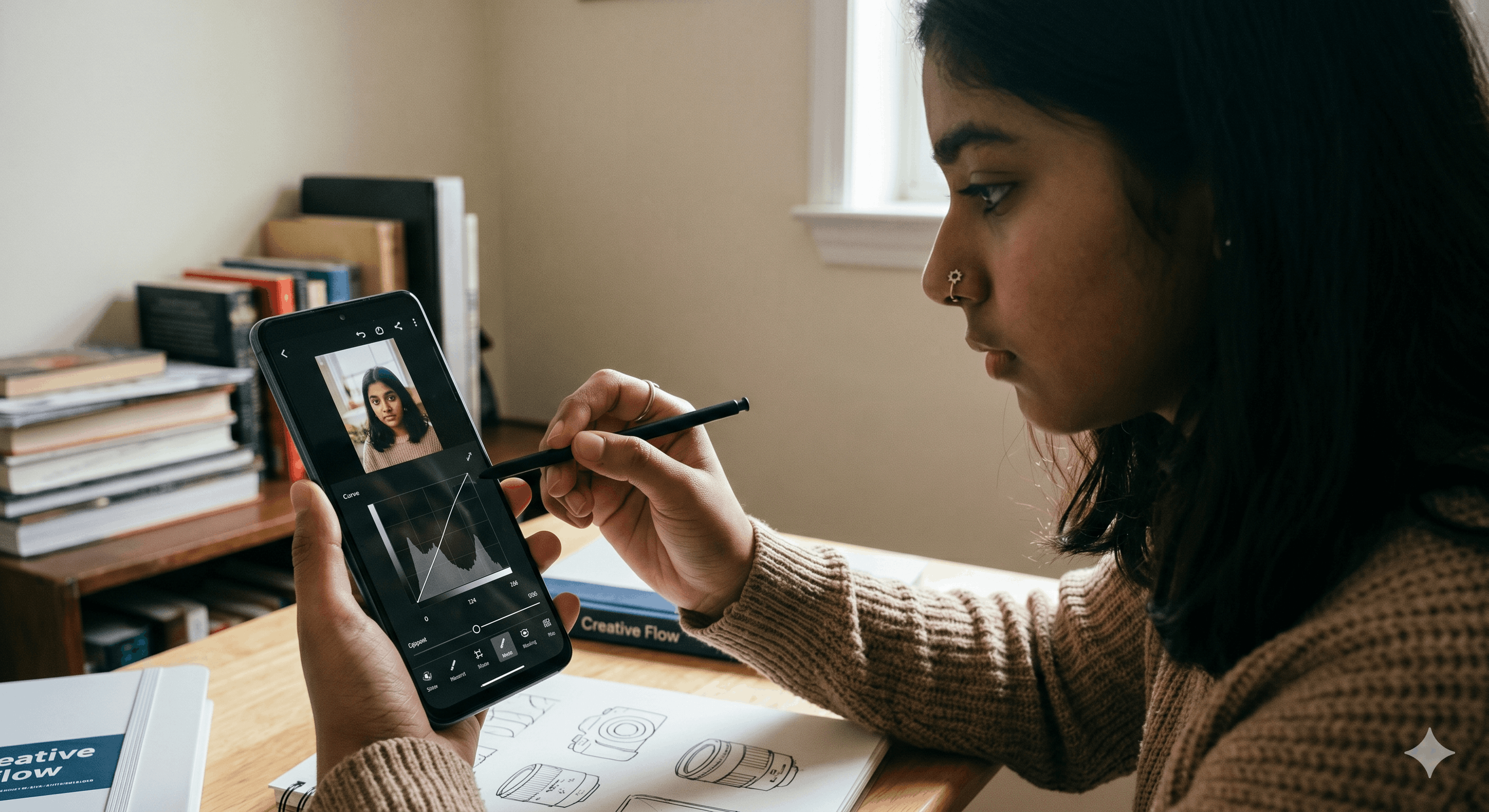 Phone screen showing photo editing in Lightroom Mobile