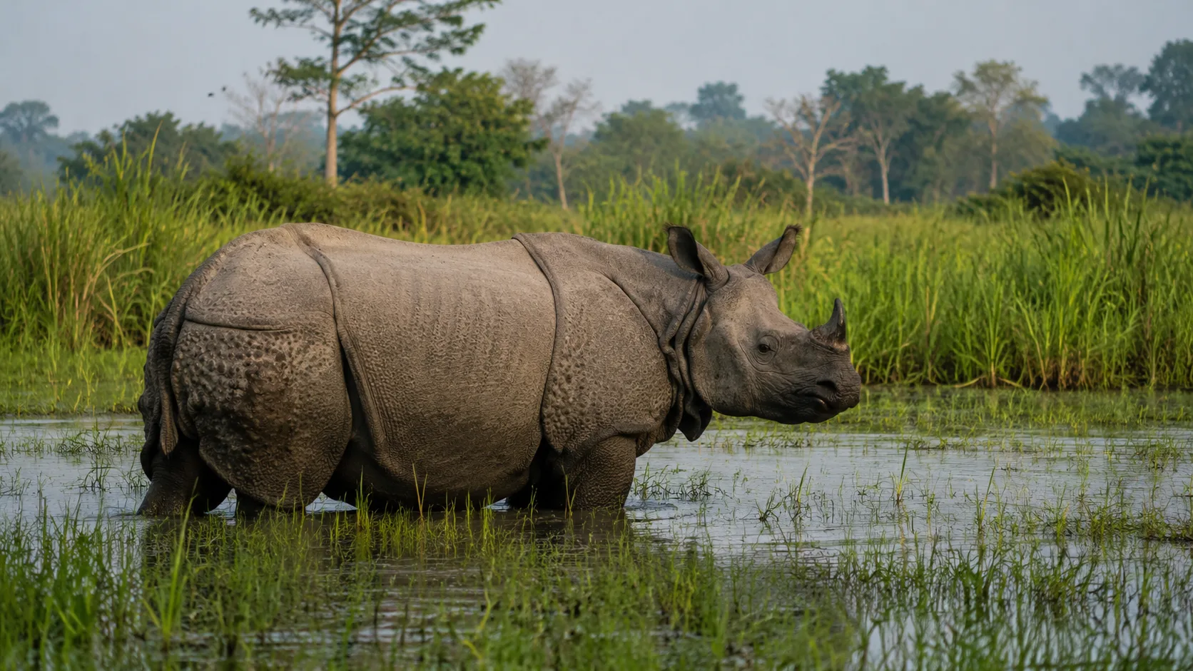 One-horned rhino in Kaziranga National Park — one of the most distinctive wildlife experiences in India