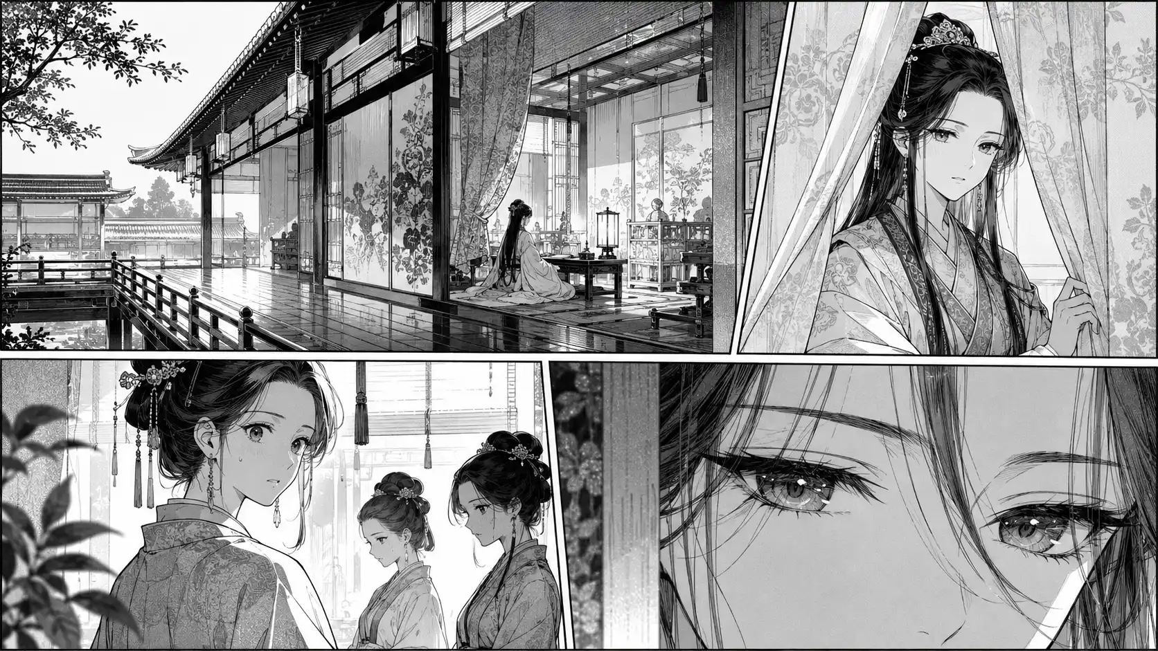 Manga art style panel composition