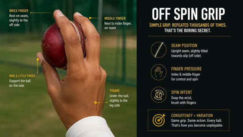 Cricket off spin grip