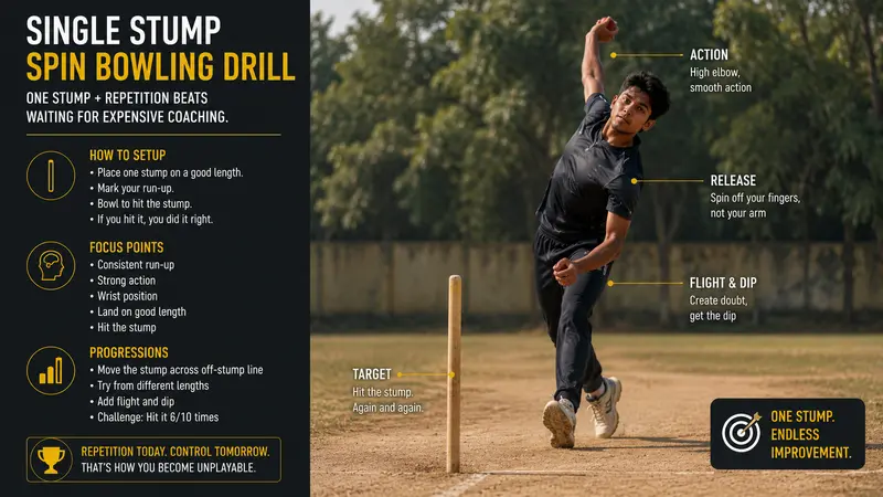 Single stump spin bowling drill