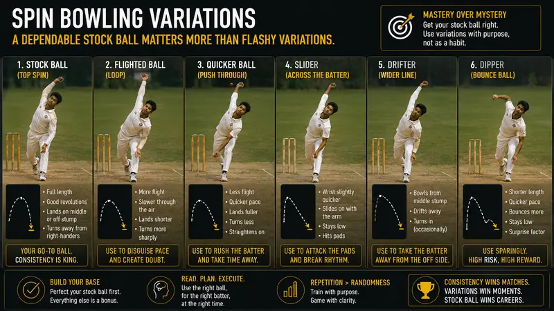 Spin bowling variations