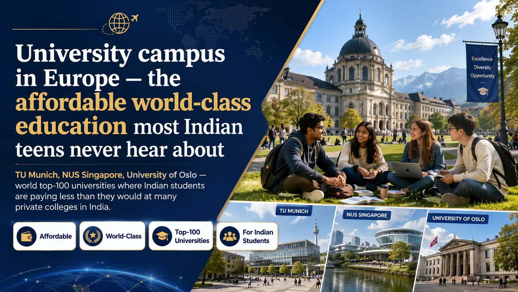University campus in Europe — the affordable world-class education most Indian teens never hear about