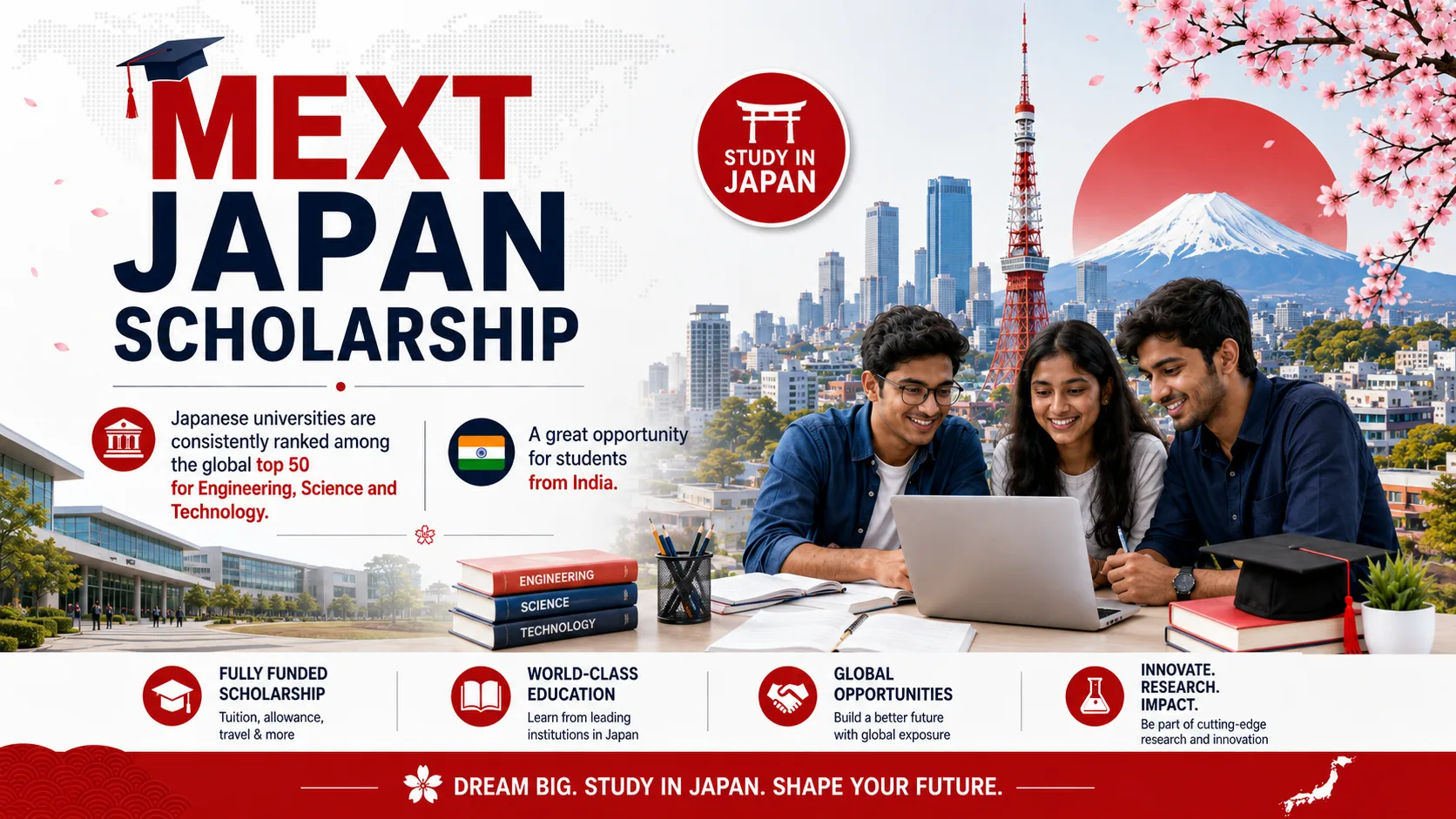 Japanese university campus — world-class education the Japanese government will pay for