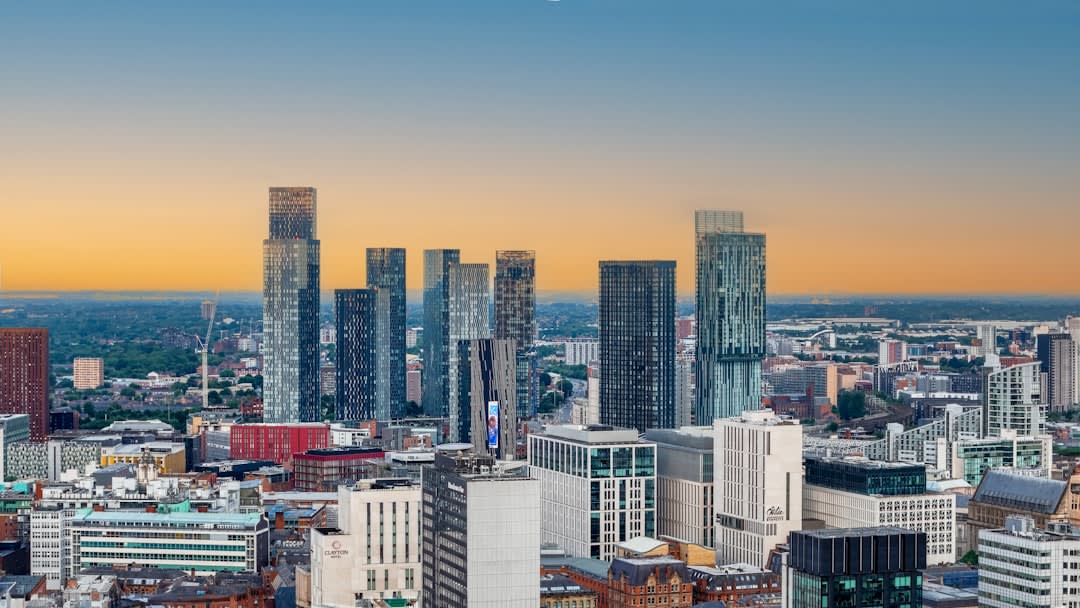 A view of a city from the top of a building