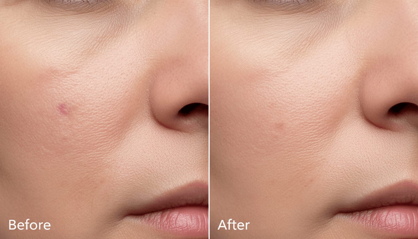 Before and after Acne Scars — Cheeks treatment results at Kami Aesthetics Aventura