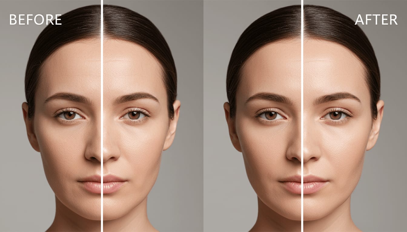 Before and after Fine Lines — Eyes & Forehead treatment results at Kami Aesthetics Aventura