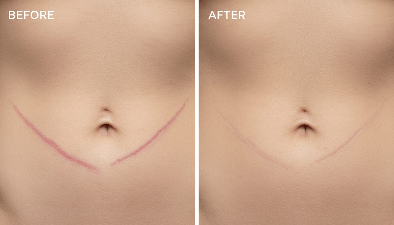 Before and after Stretch Marks — Abdomen treatment results at Kami Aesthetics Aventura