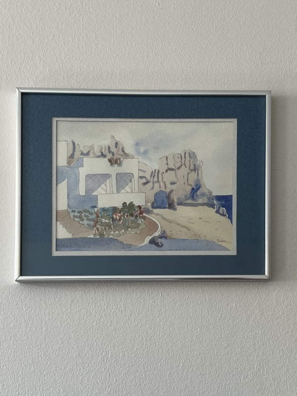 Framed Watercolor Landscape Painting