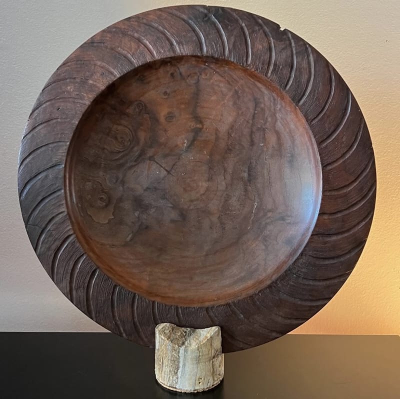 Hand Carved Walnut Wood Serving Plate