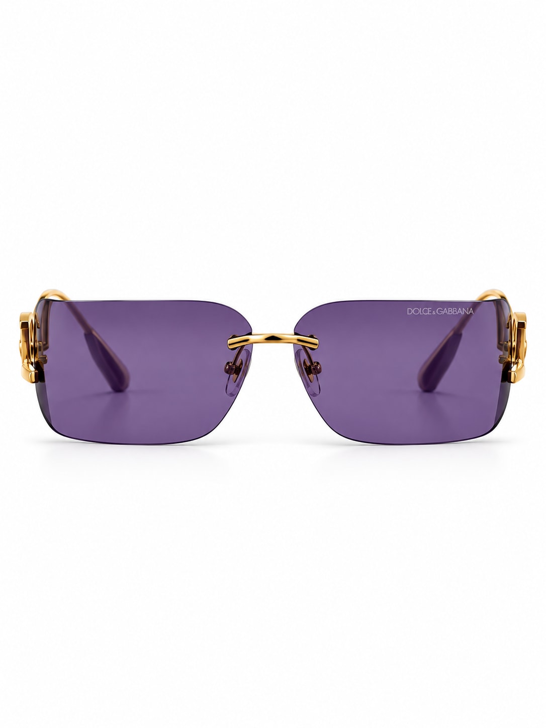 DOLCE & GABBANA DG-LOGO RIMLESS SUNGLASSES (PURPLE / GOLD)