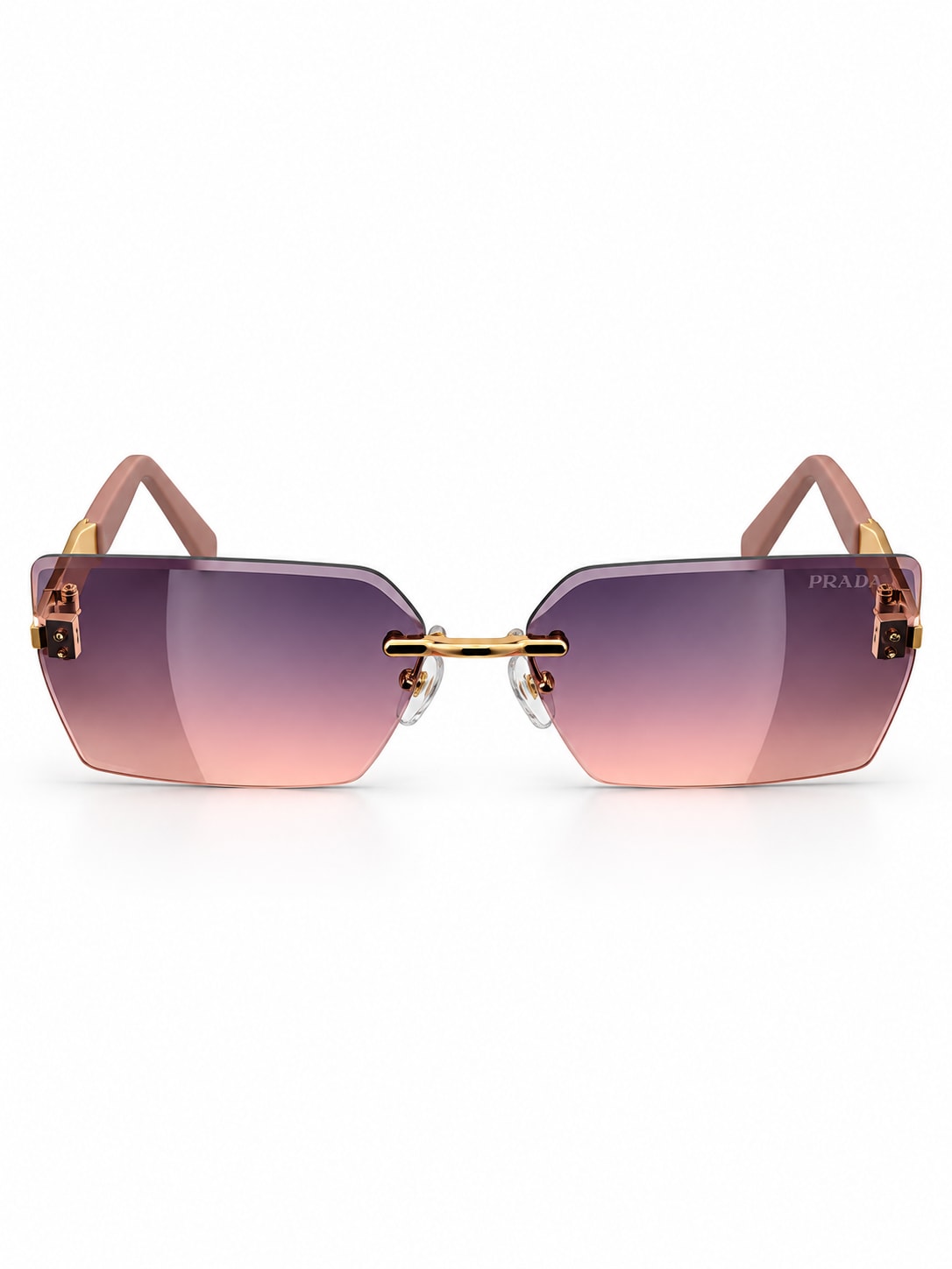 Purple Gradient Pink-Temple Rimless Sunglasses