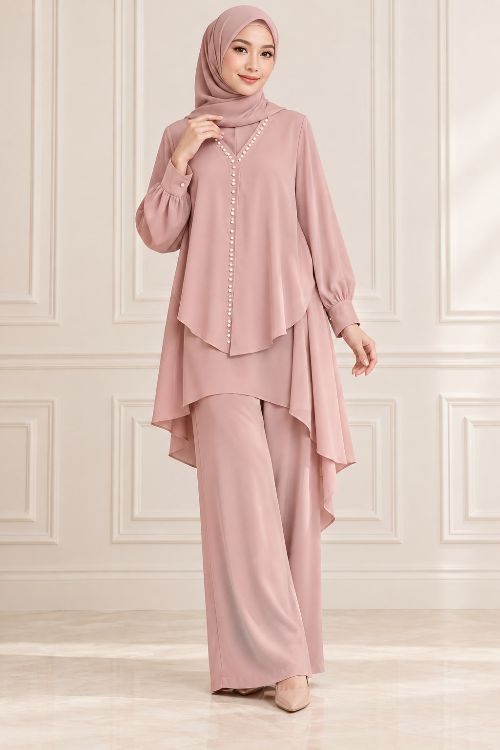 Dusty Rose Layered Cape Set