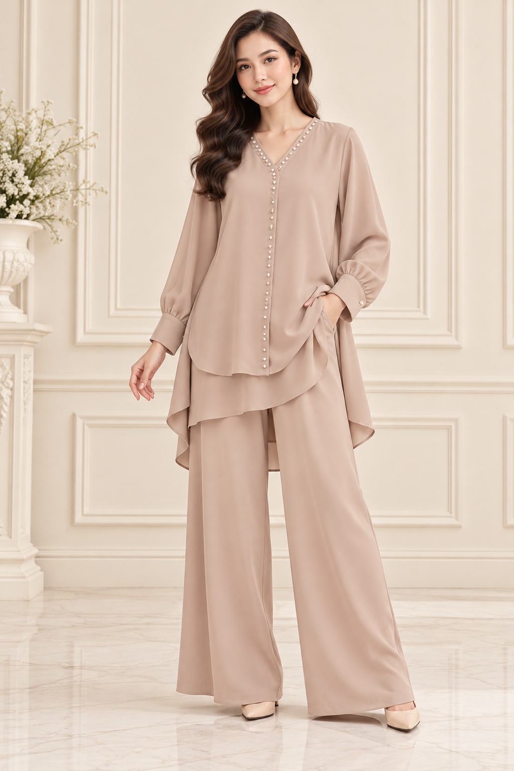 Blush Layered Trouser Set