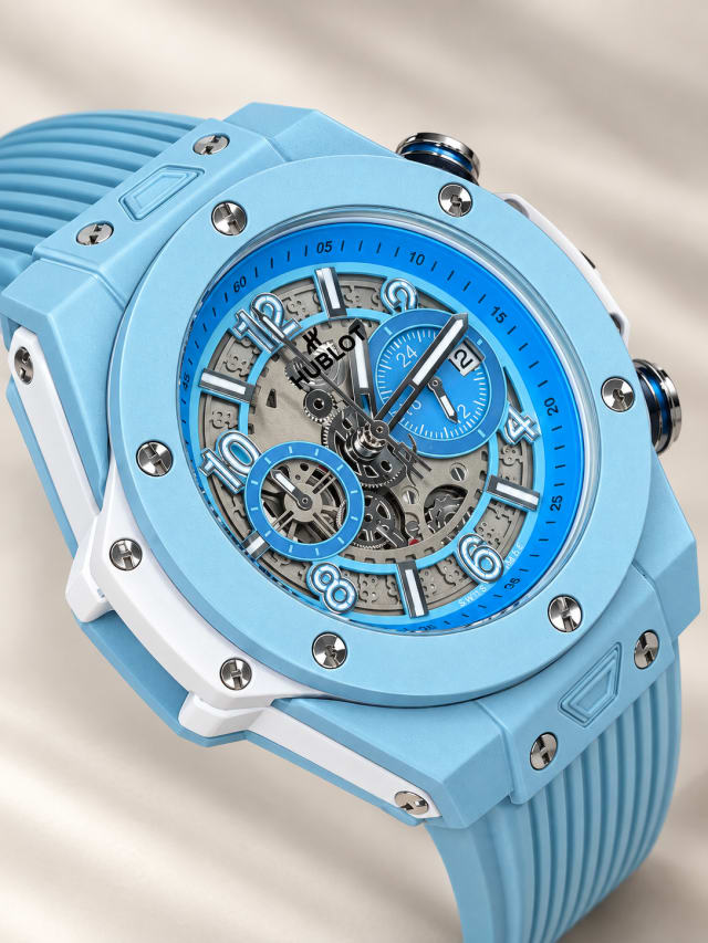Hublot Skeleton Chronograph — Light Blue