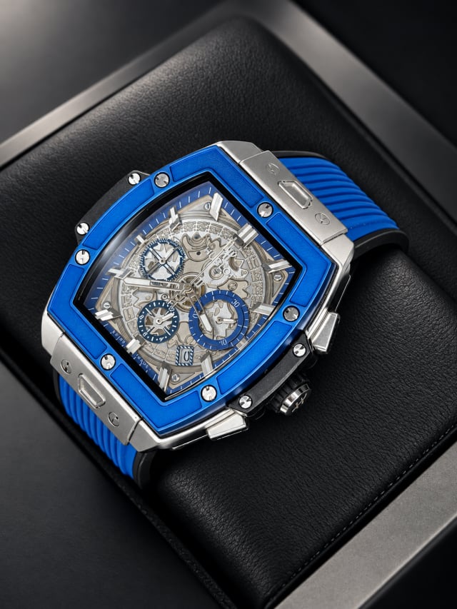 Blue Square Skeleton Chronograph