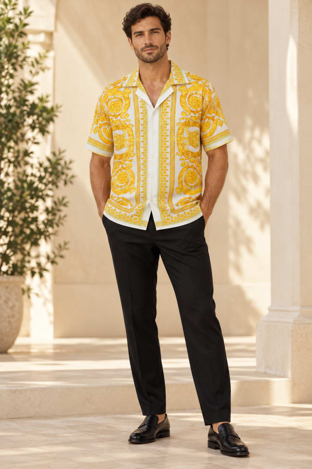 Yellow Baroque Short-Sleeve Shirt