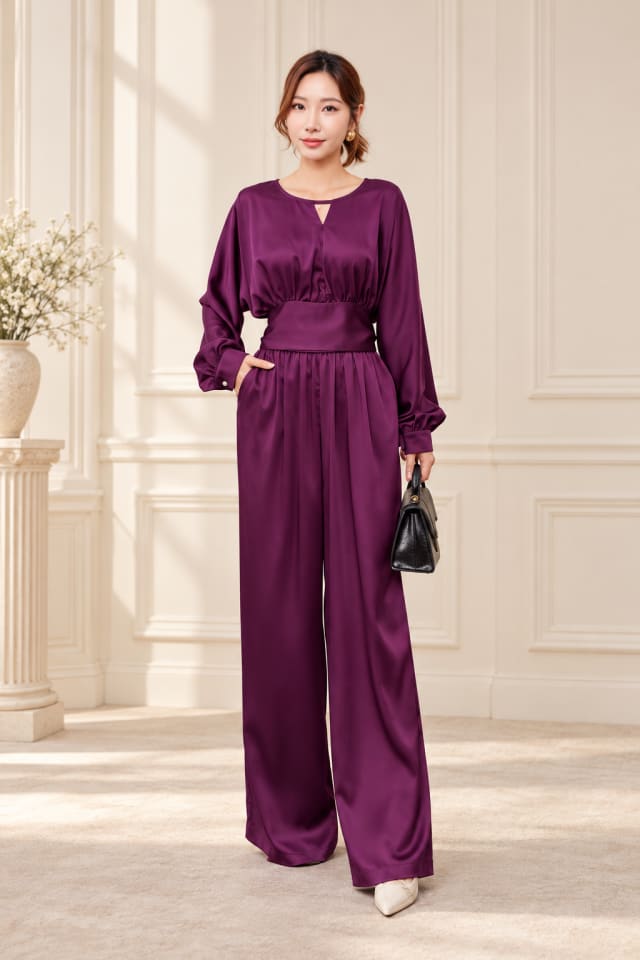 Plum Peplum Trouser Set