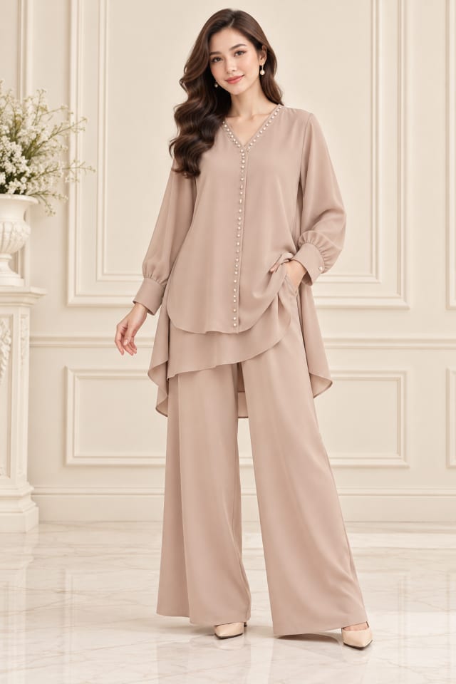 Blush Layered Trouser Set