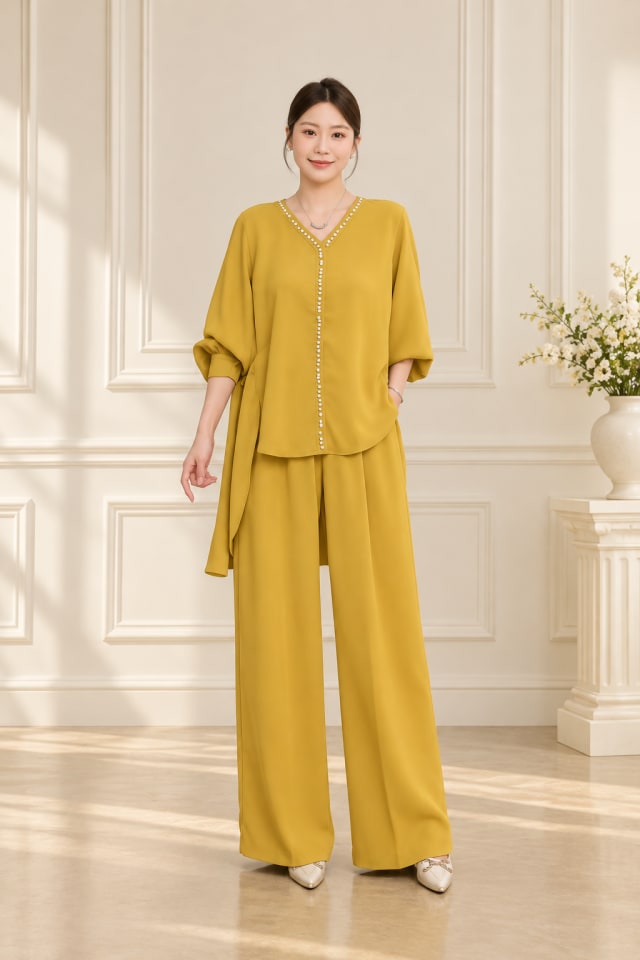 Mustard Short-Sleeve Trouser Set