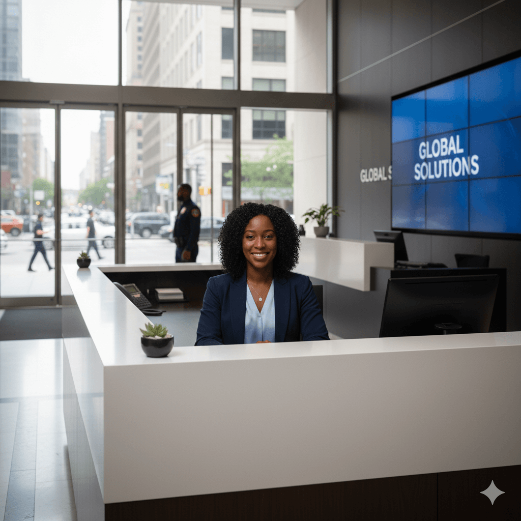 Receptionist at the front desk