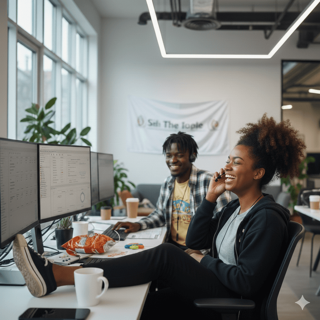 Support agent on a call