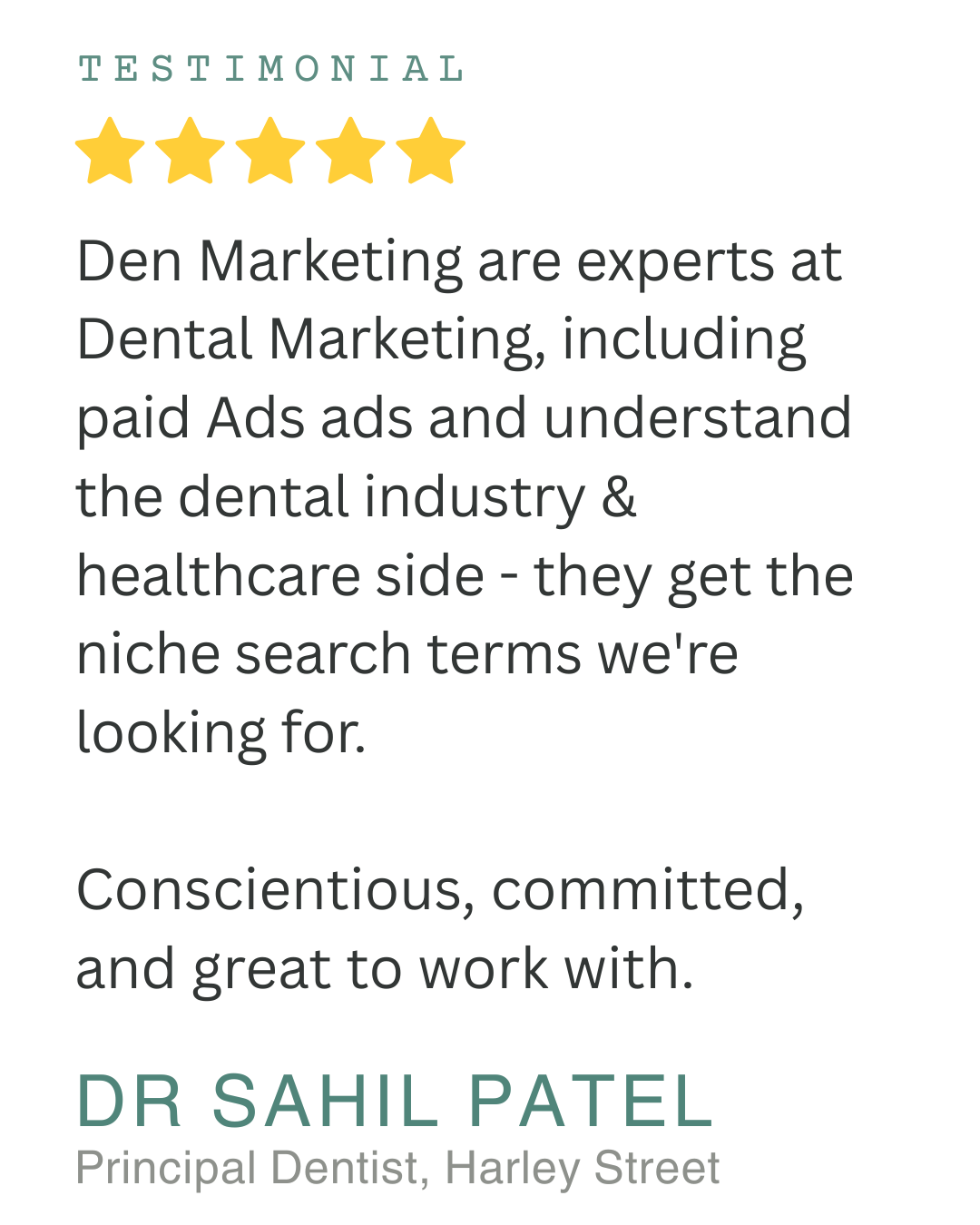 Review from Dr Sahil Patel, Principal Dentist, Harley Street