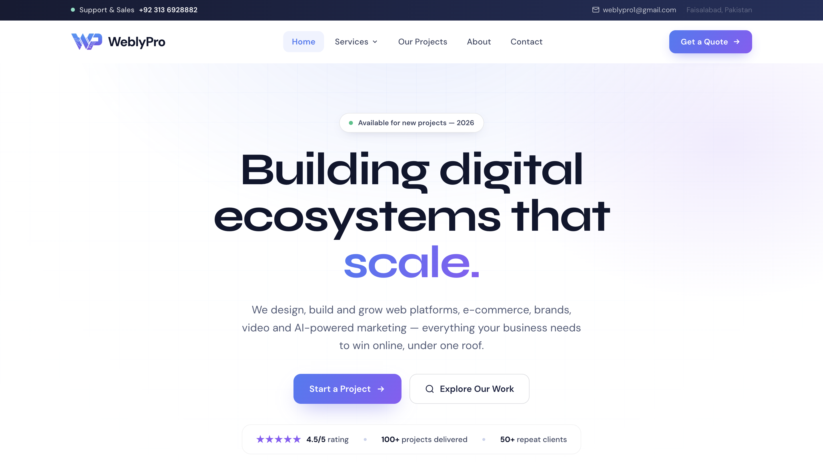 WeblyPro project screenshot