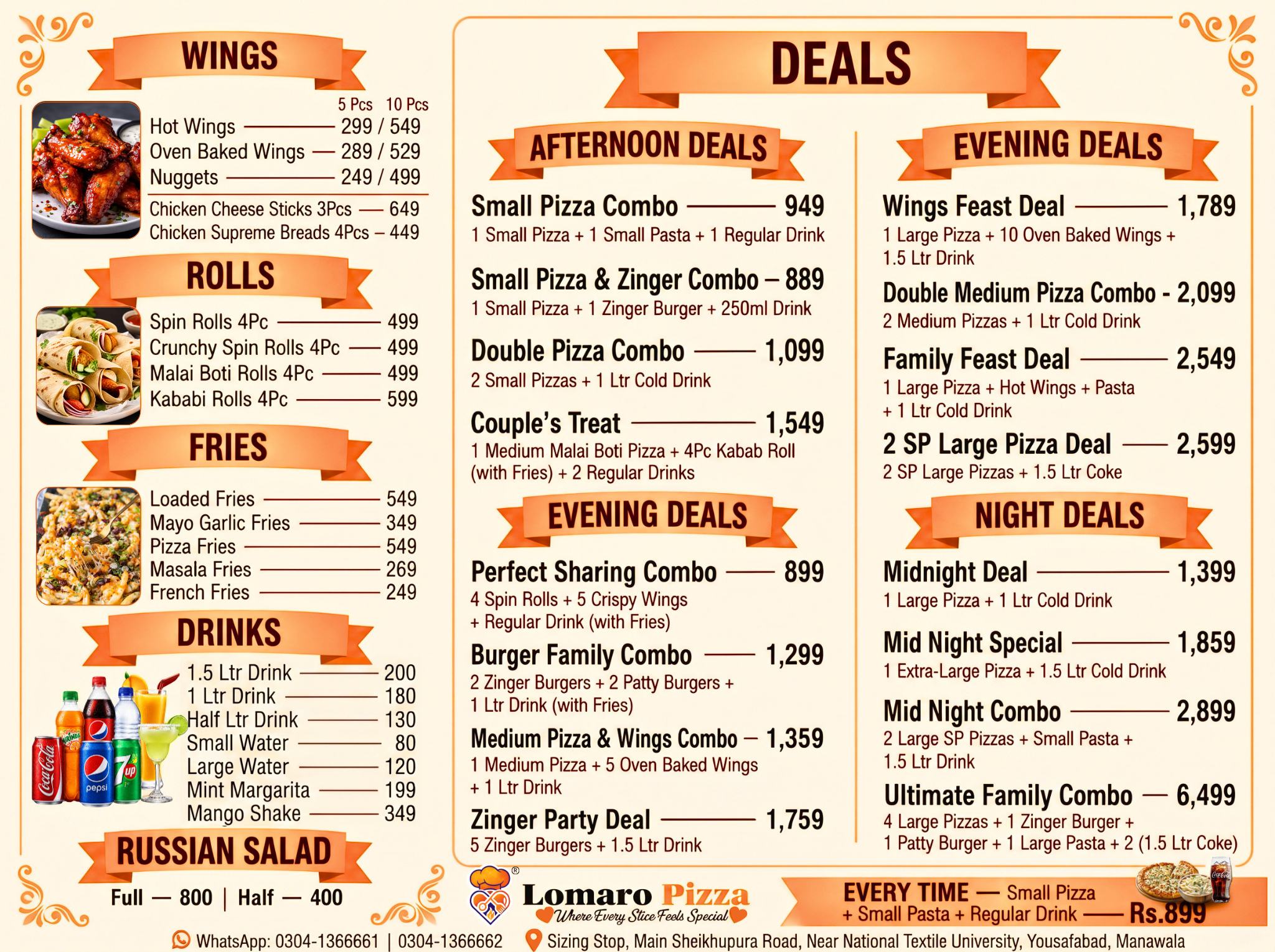 Restaurant menu back design