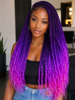 Royal Braids Long(Black/Purple/pink) view 1