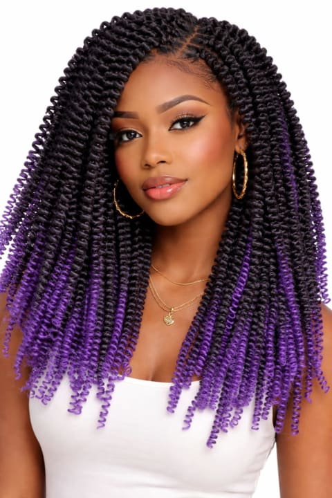 Bianca Crochet 2 – Bouncy Spiral Curls (Black/Purple Ombre)