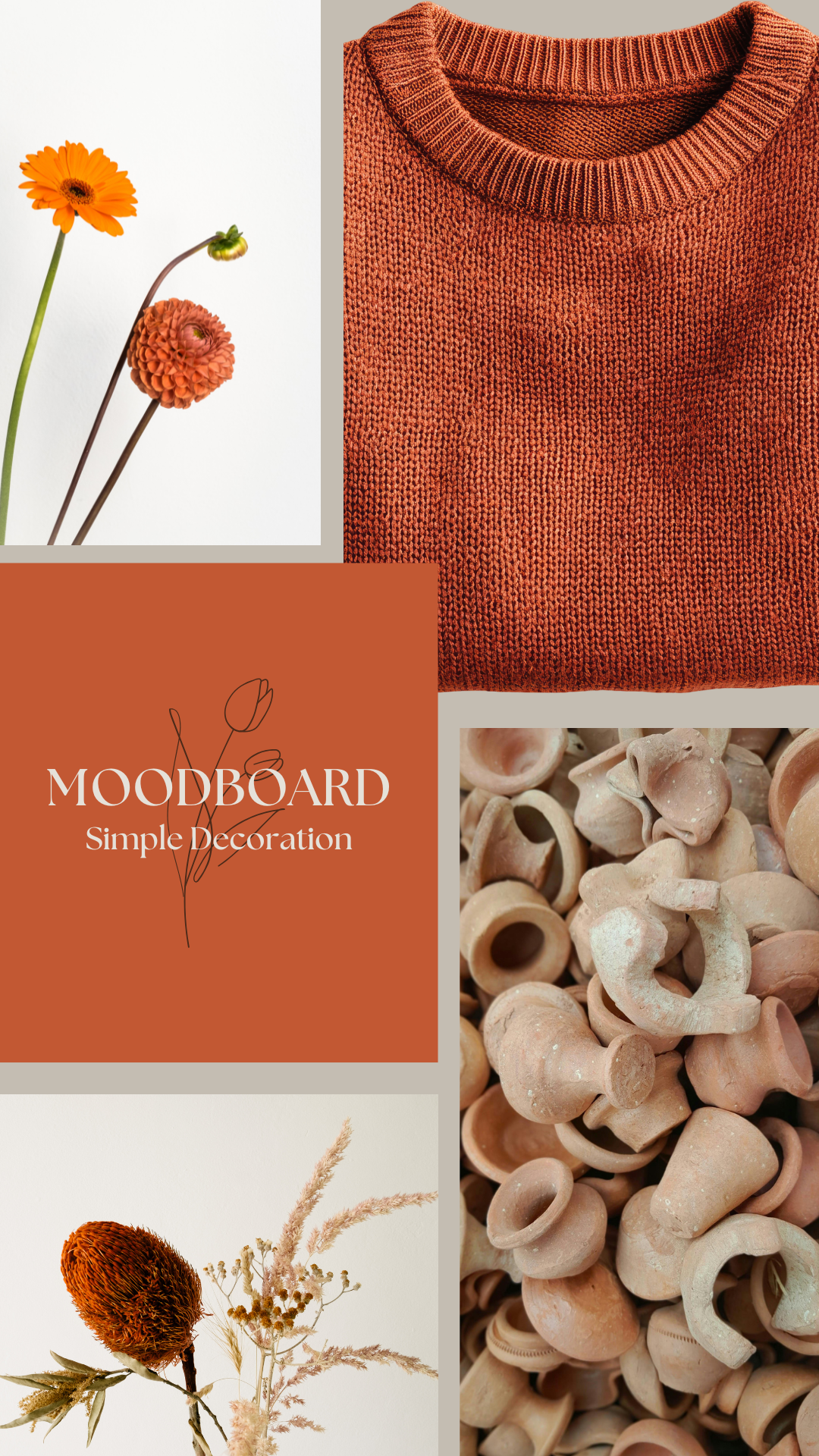 Warm Terracotta Brown Color Palette - curated moodboard inspiration