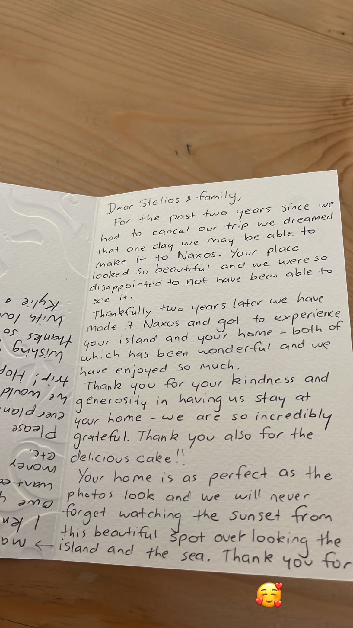 Handwritten letter from Kylie