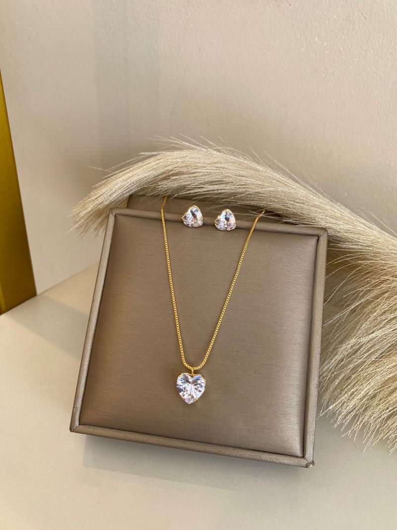 Conjunto coração cristal