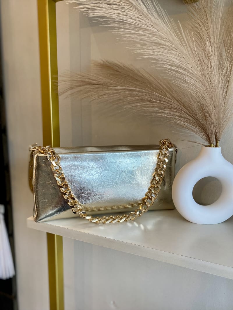 Bolsa clutch dourada