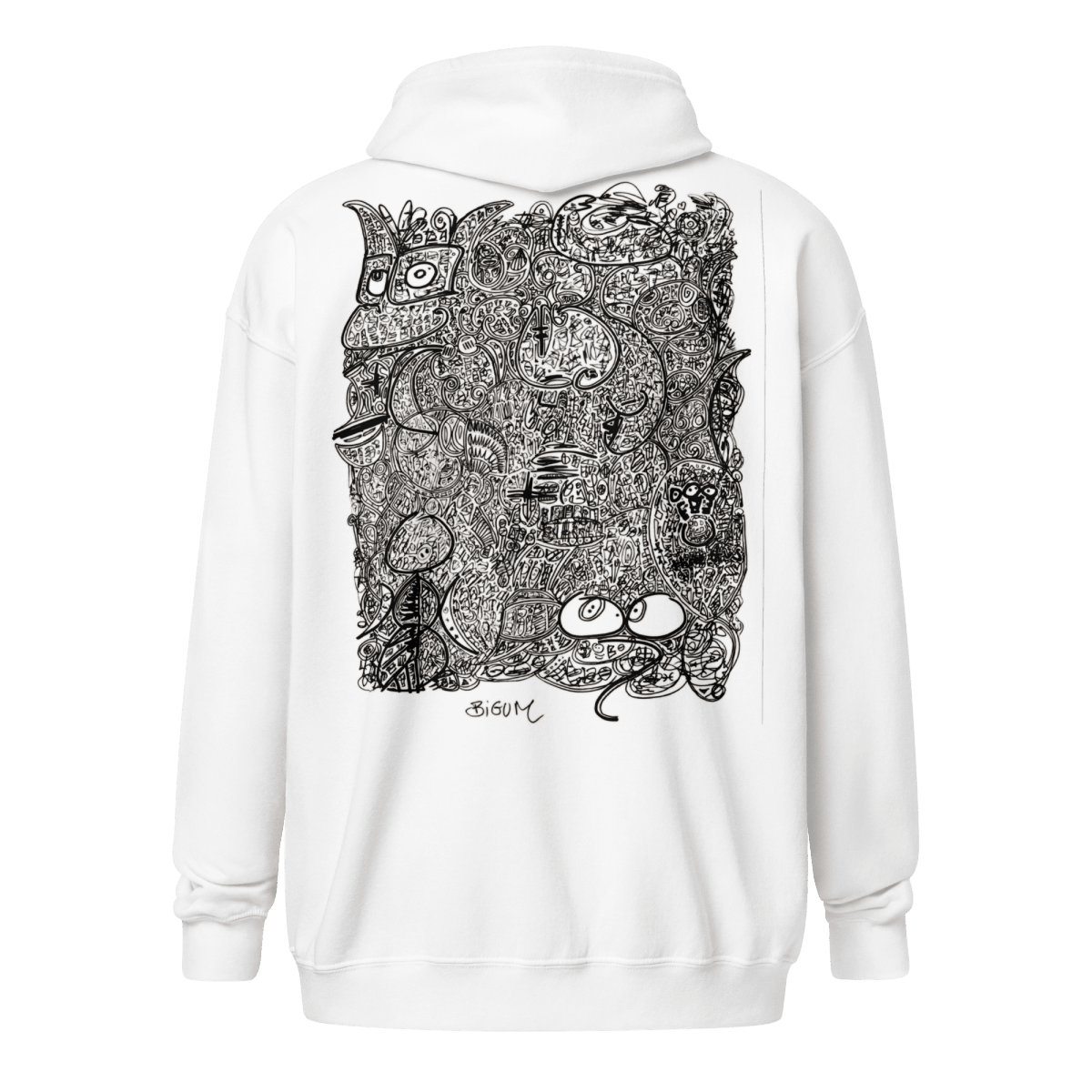 Eye C U in Black & White Zip Hoodie, White Back
