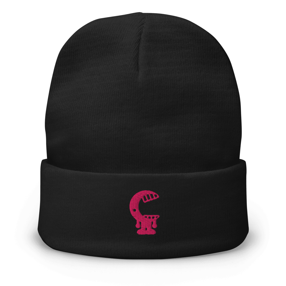 KRUNCH Pretty in Pink Embroidered Beanie, Black