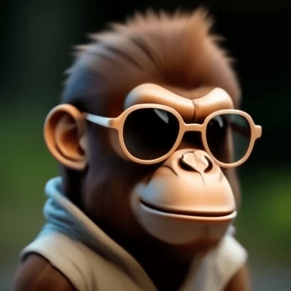 craiyon_024159_a_cute_tiny_wood_bark_human_wearing_a_plastic_donkey_Kong_mask_an_stylish_sunglasses__realistic
