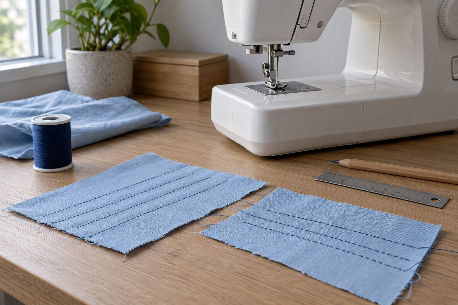 Your First Sewing-Machine Session: Threading to Three Straight Seams