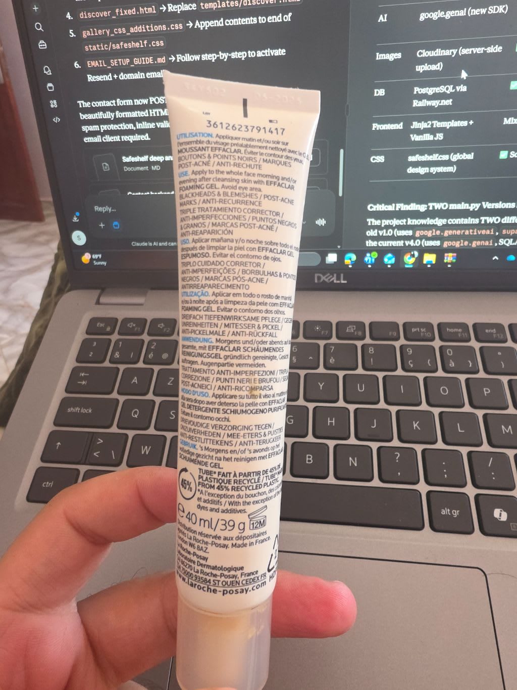 La Roche-Posay Effaclar Duo(+) Triple Action Anti-Imperfection Treatment product label