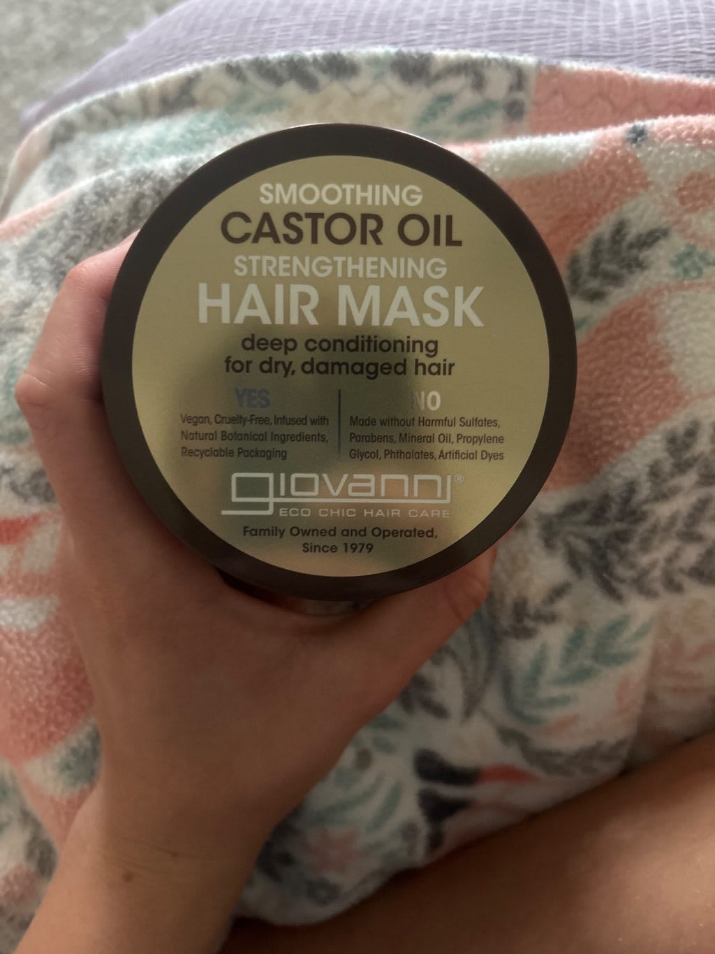 Giovanni Smoothing Castor Oil Strengthening Hair Mask product label