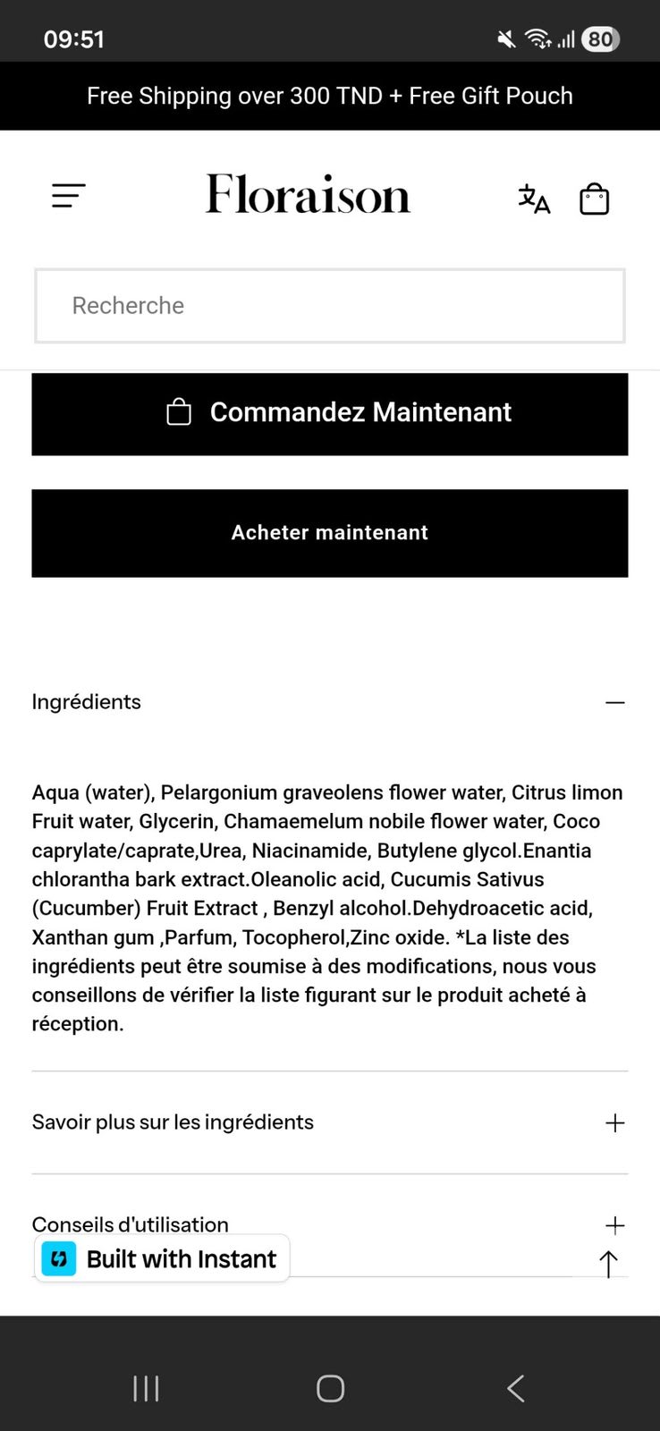 Floraison Moisturiser product label