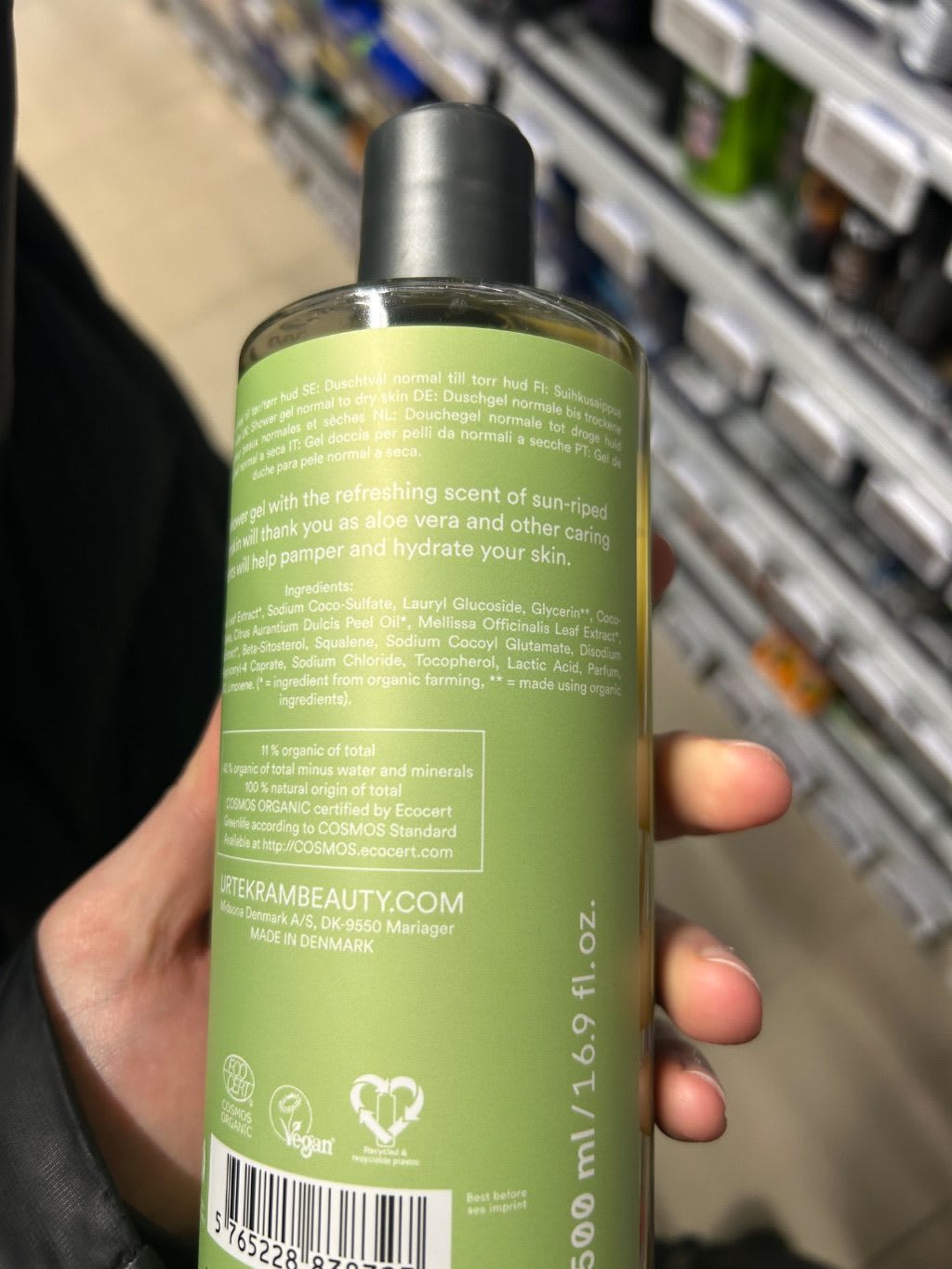 Urtekram Beauty Shower Gel product label