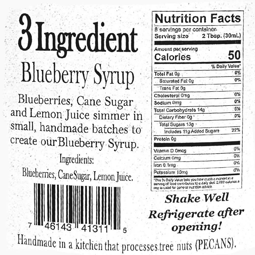 3 Ingredient Blueberry Syrup product label