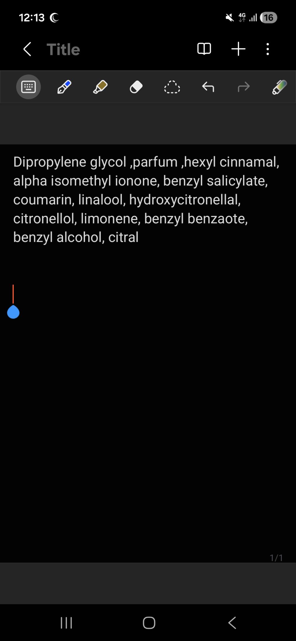 Unknown Perfume/Fragrance Product product label