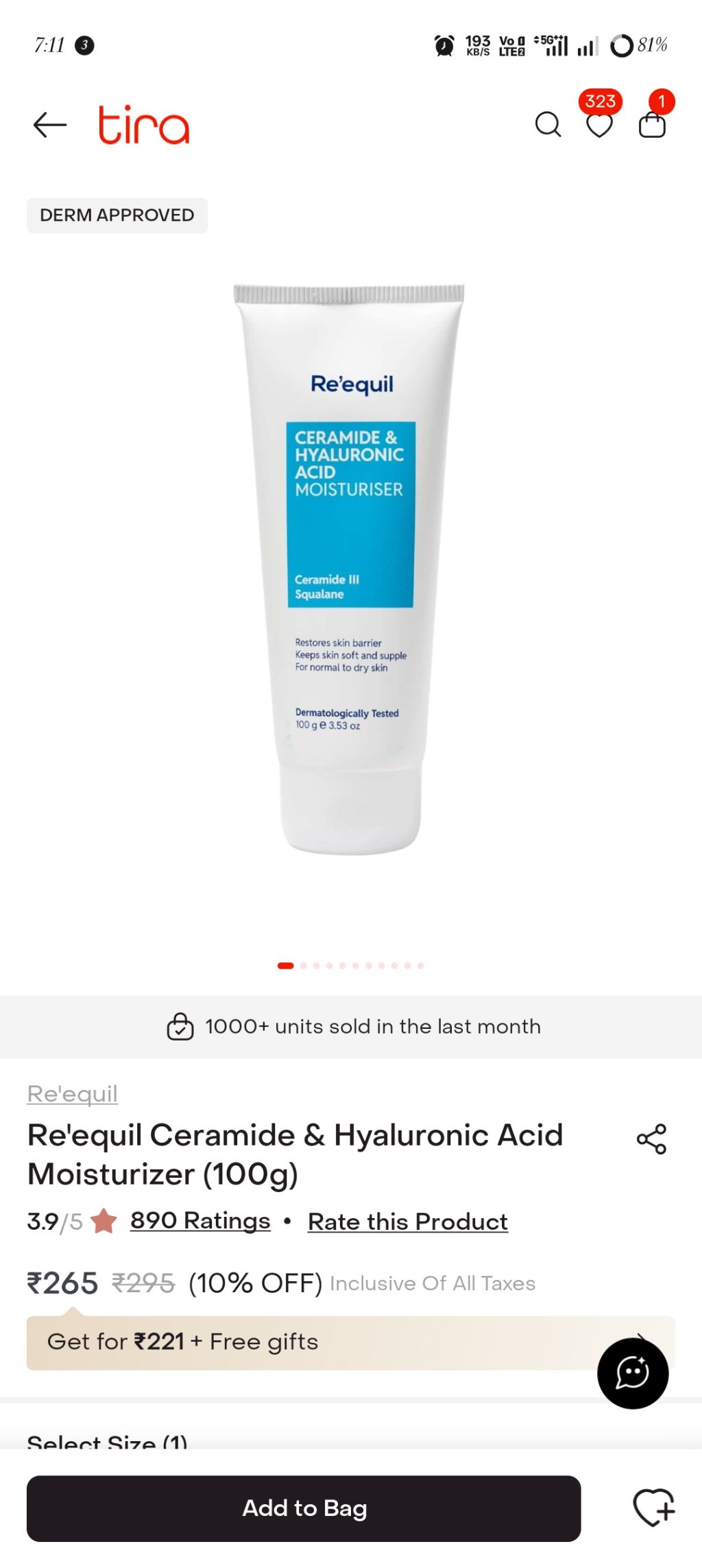 Re'equil Ceramide & Hyaluronic Acid Moisturiser product label