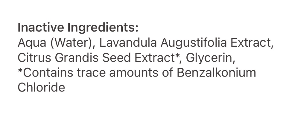 Unknown Product (Inactive Ingredients Label)