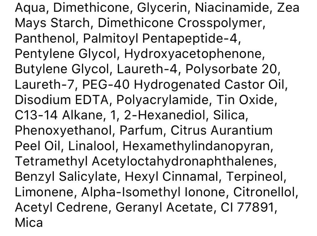Unknown Cosmetic Product label